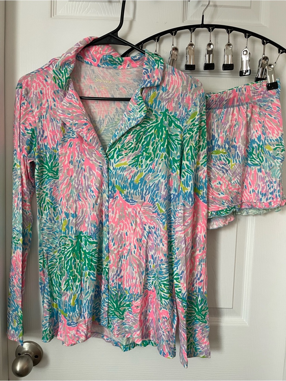 Lilly Pulitzer Pink Green Blue Floral Pajama Set